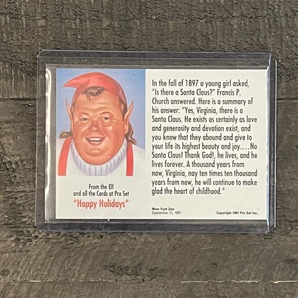 1991 Pro Set #NNO Santa Clause Card (2) + 1991 Score #737 American Flag Card (1) - Picture 4 of 8